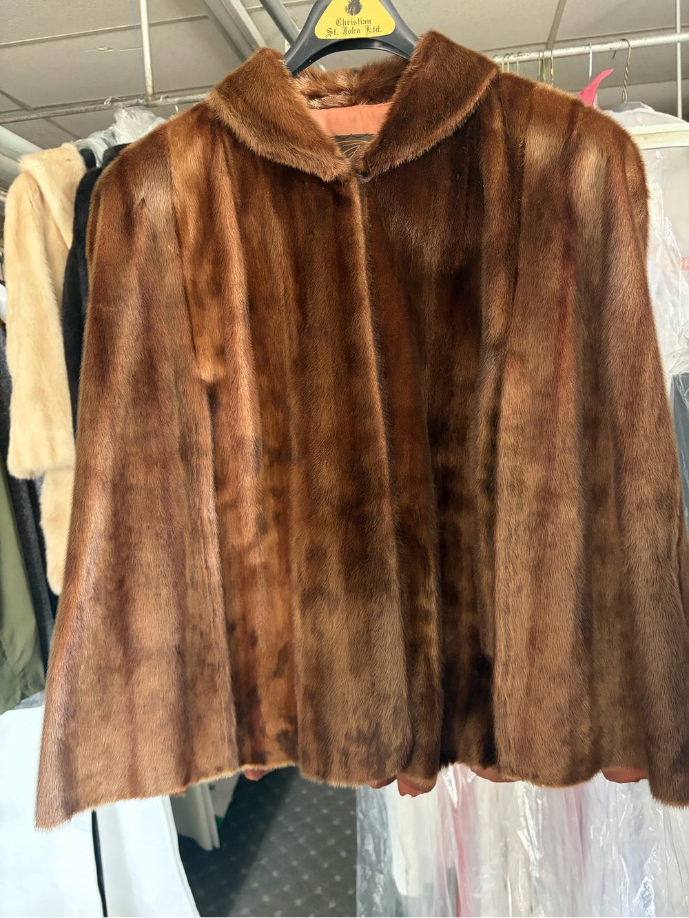 Vintage Brown Mink Fur Shawl - Women's Coat
